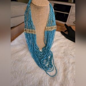 **3/$10** Chic Beaded Necklace in Blue and Gold